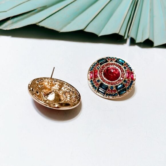 Crystal decor stud earrings S34 - Picture 4 of 5